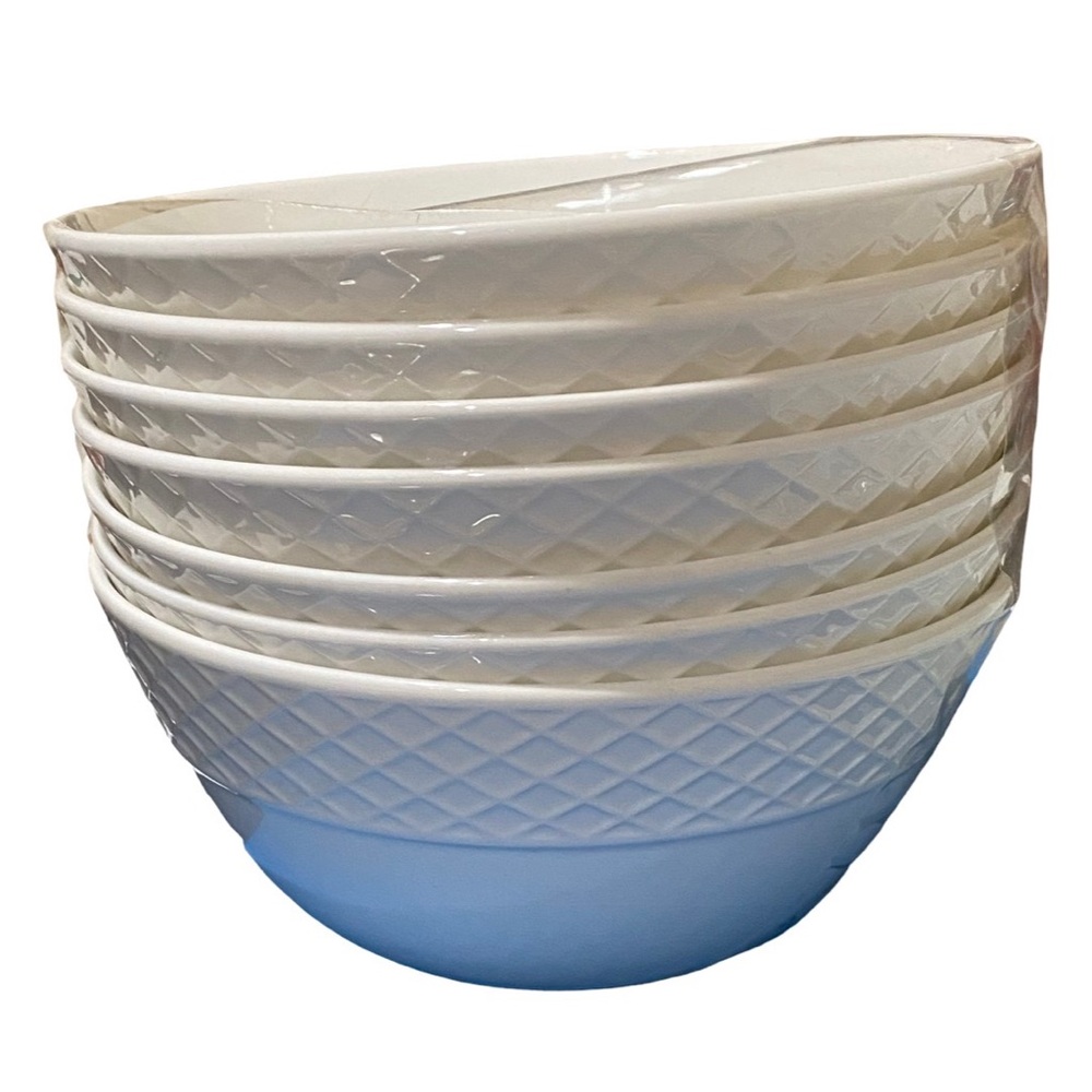 Mikasa 7 Piece Trellis White Bone China Soup Cereal Bowls